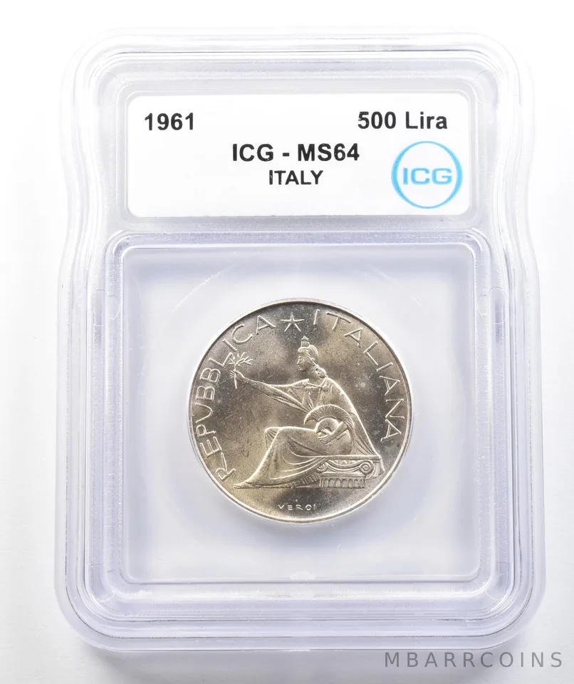 1961 Italy 500 Lira MS64 ICG *9814
