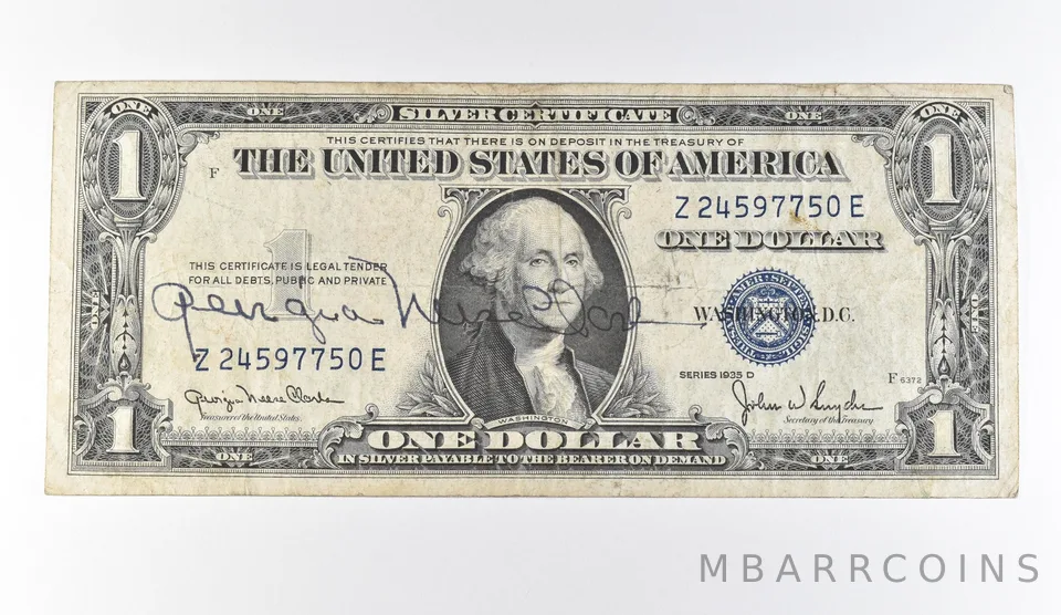1935-D $1 Silver Certificate Blue Seal Courtesy Signature *9711