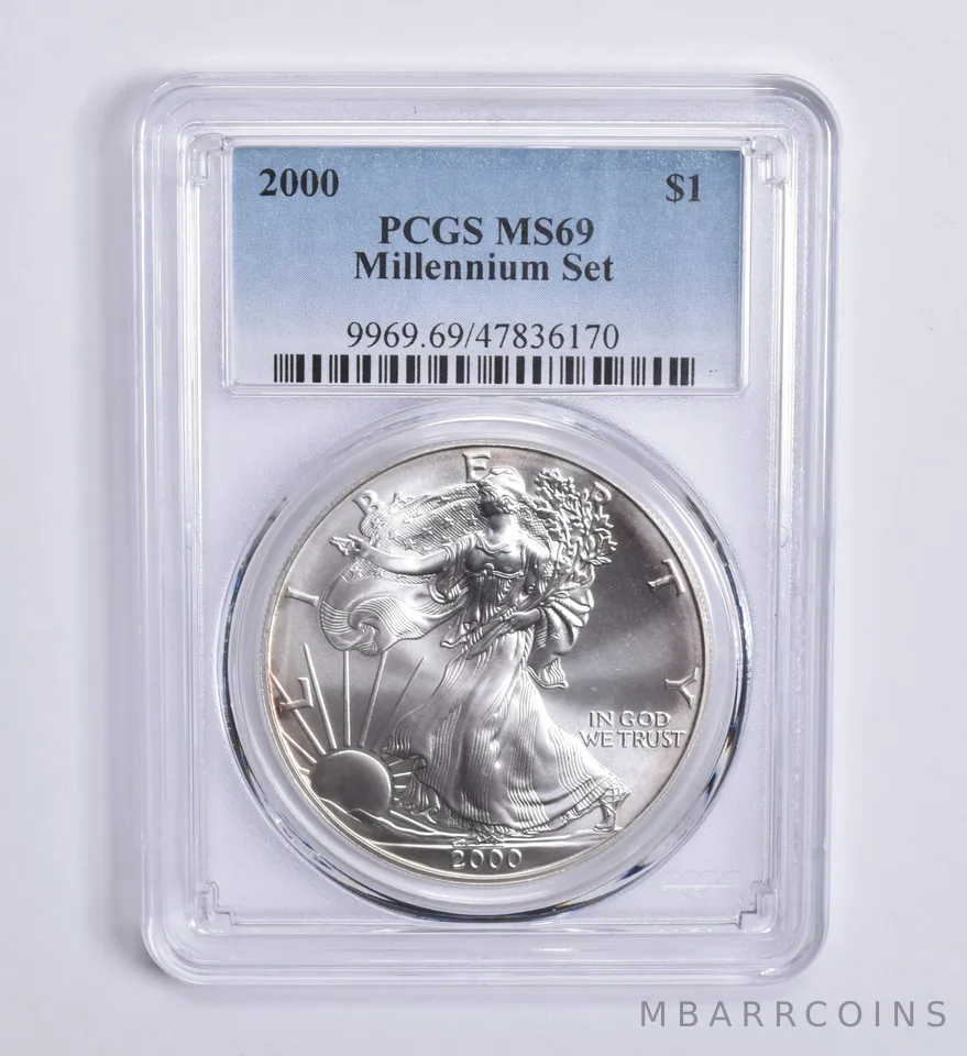 2000 American Silver Eagle Millennium Set MS69 PCGS Blue Lbl