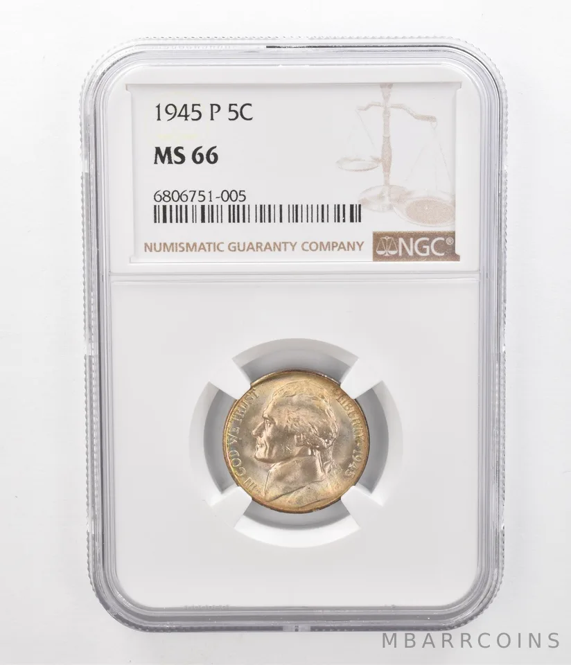 1945-S Jefferson Nickel MS66 NGC Beautiful Tone *2439