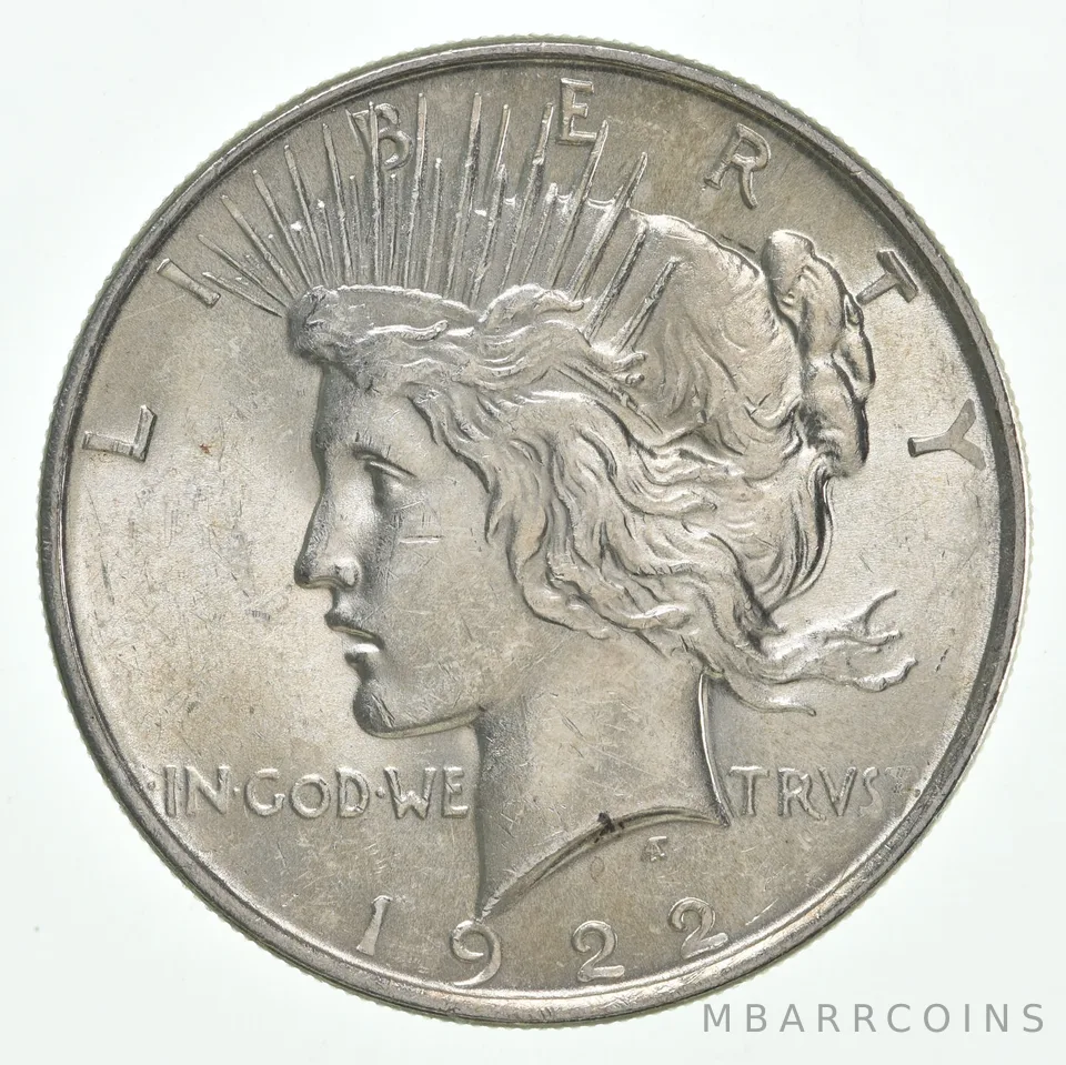 (1) BU 1922 (P) Peace Silver Dollar $1 Unc MS 90% - Dripping with Luster