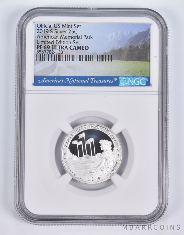 2019-S Silver PF69 ANT American Memorial Quarter Limited Edition NGC