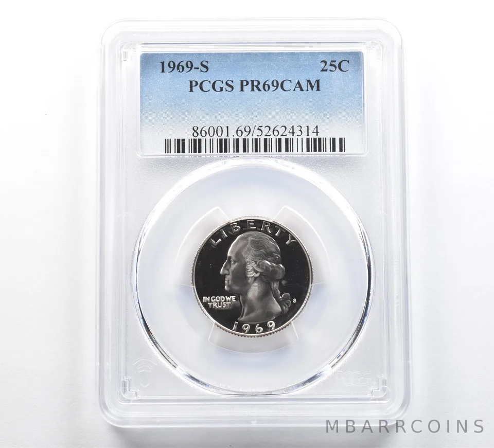 1969-S Washington Quarter PR69 CAM PCGS Blue Label