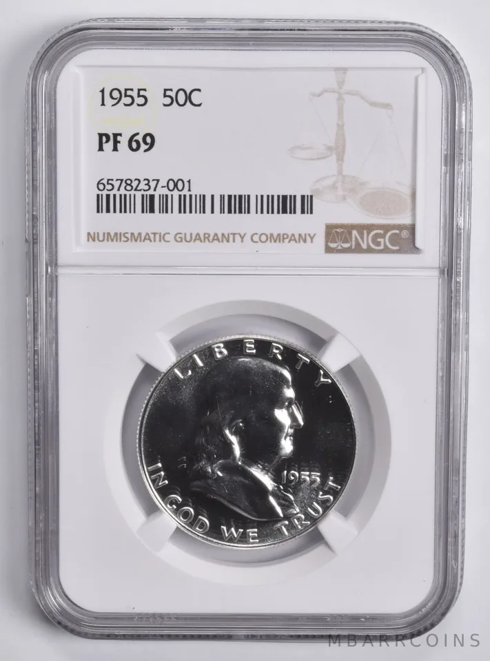 1955 Franklin Half Dollar PF69 NGC Brown Lbl