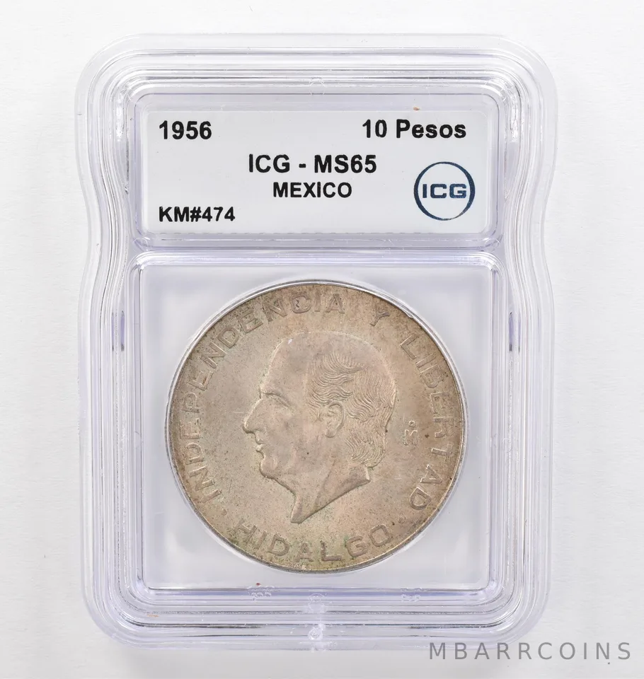 1956 Mo Mexico 10 Pesos KM#474 MS65 ICG Beautiful Tone *0275