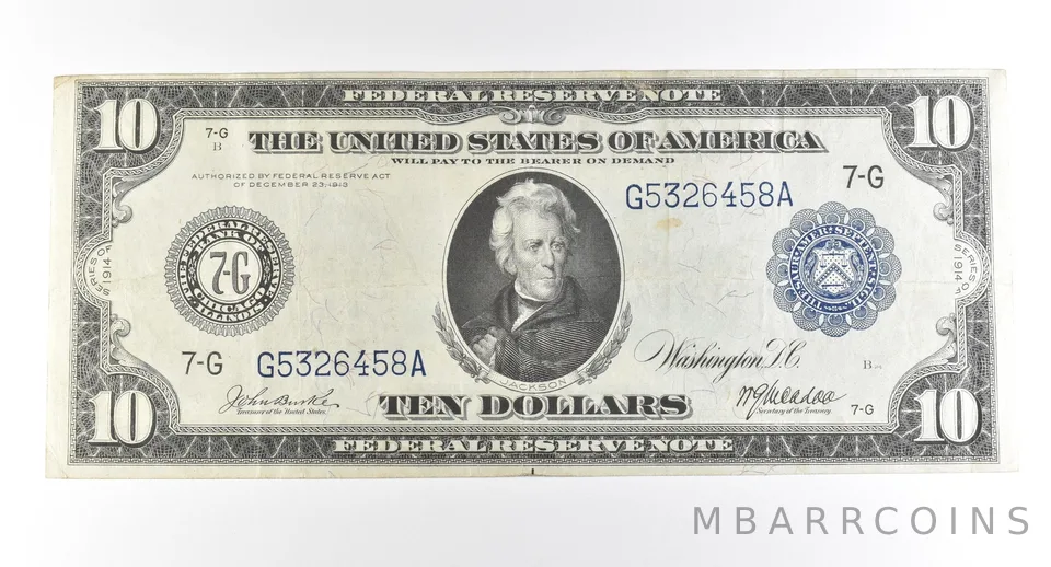 1914 $10 Chicago IL FRN Large Note Blue Seal *2792