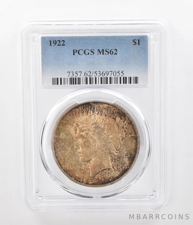 1922 Peace Silver Dollar MS62 PCGS Beautiful Tone *1175
