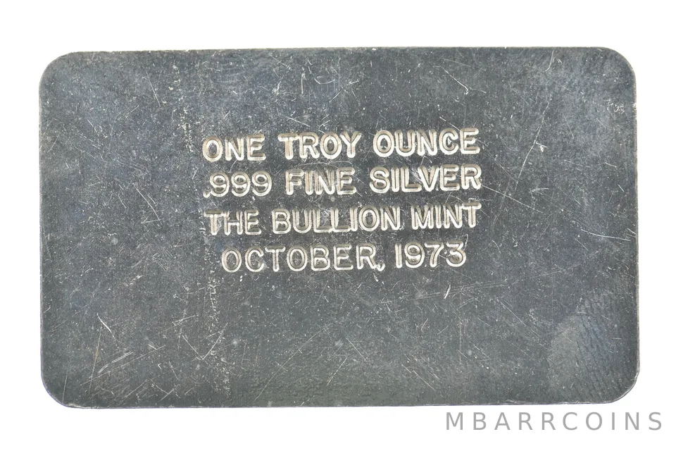 1 Troy Oz Silver Bar The Bullion Mint 1973 *5338