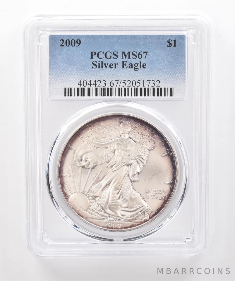 2009 American Silver Eagle MS67 PCGS Beautiful Tone *1998