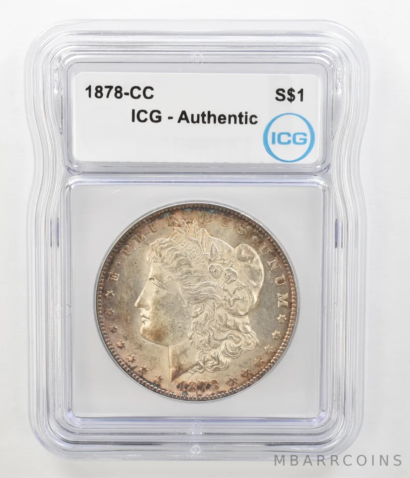 1878-CC Morgan Silver Dollar Authentic ICG Beautiful Tone *4538