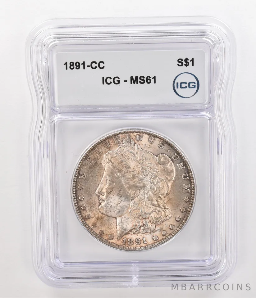 1891-CC Morgan Silver Dollar MS61 ICG Beautiful Tone *4764