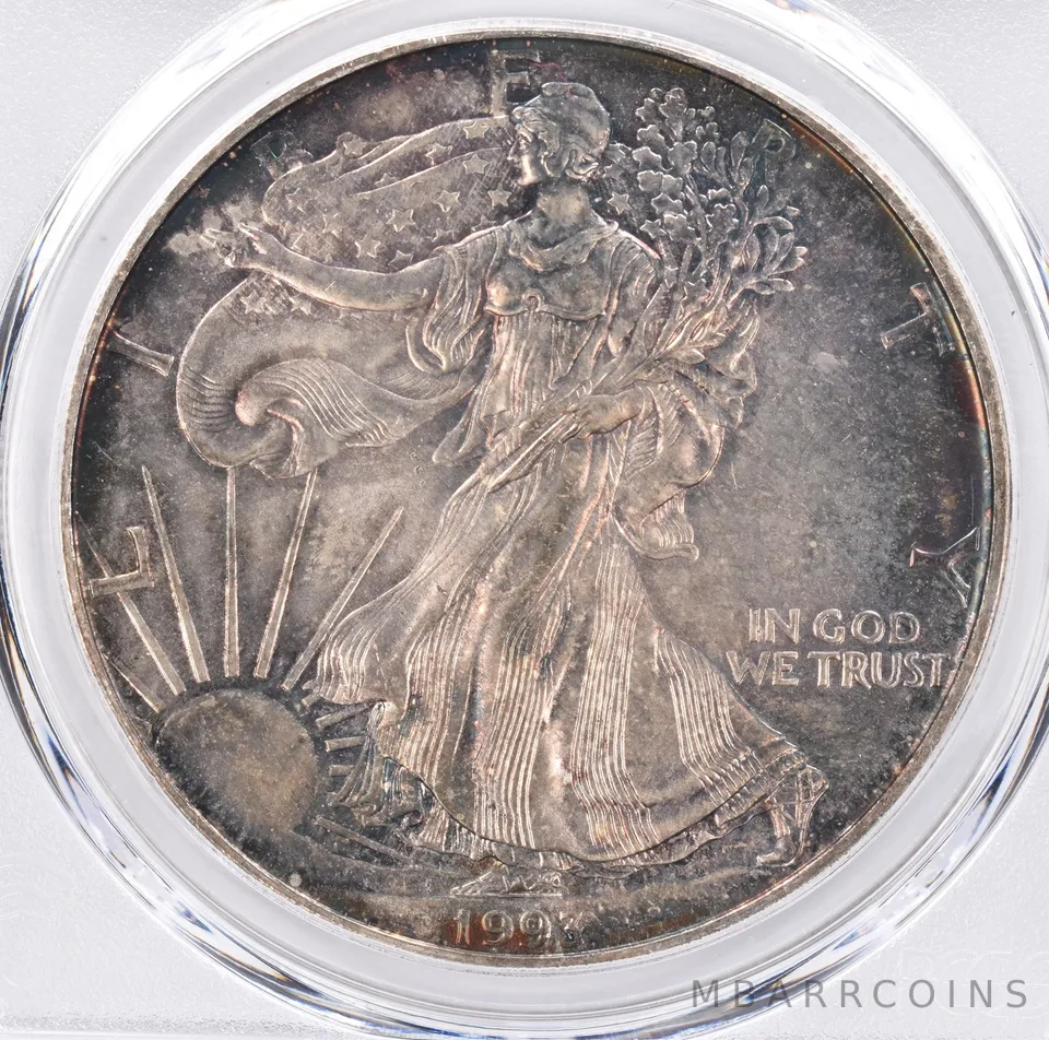 1993 American Silver Eagle MS64 PCGS Beautiful Tone *1479