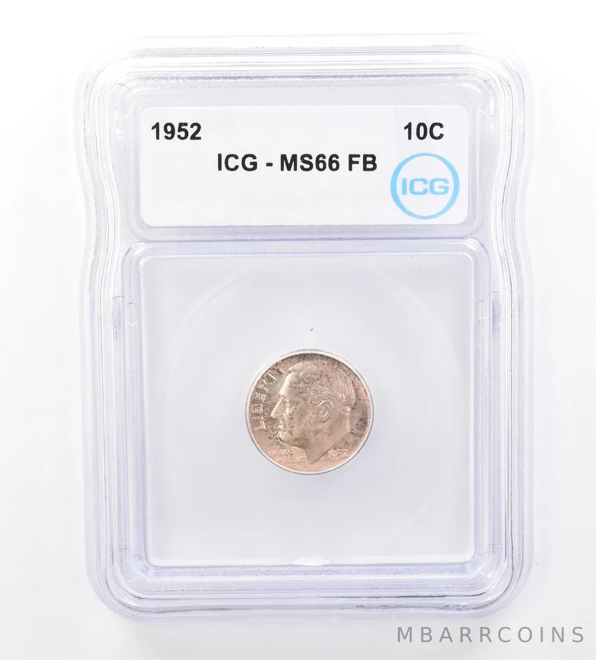 1952 Roosevelt Dime MS66 FB ICG Beautiful Tone a1579