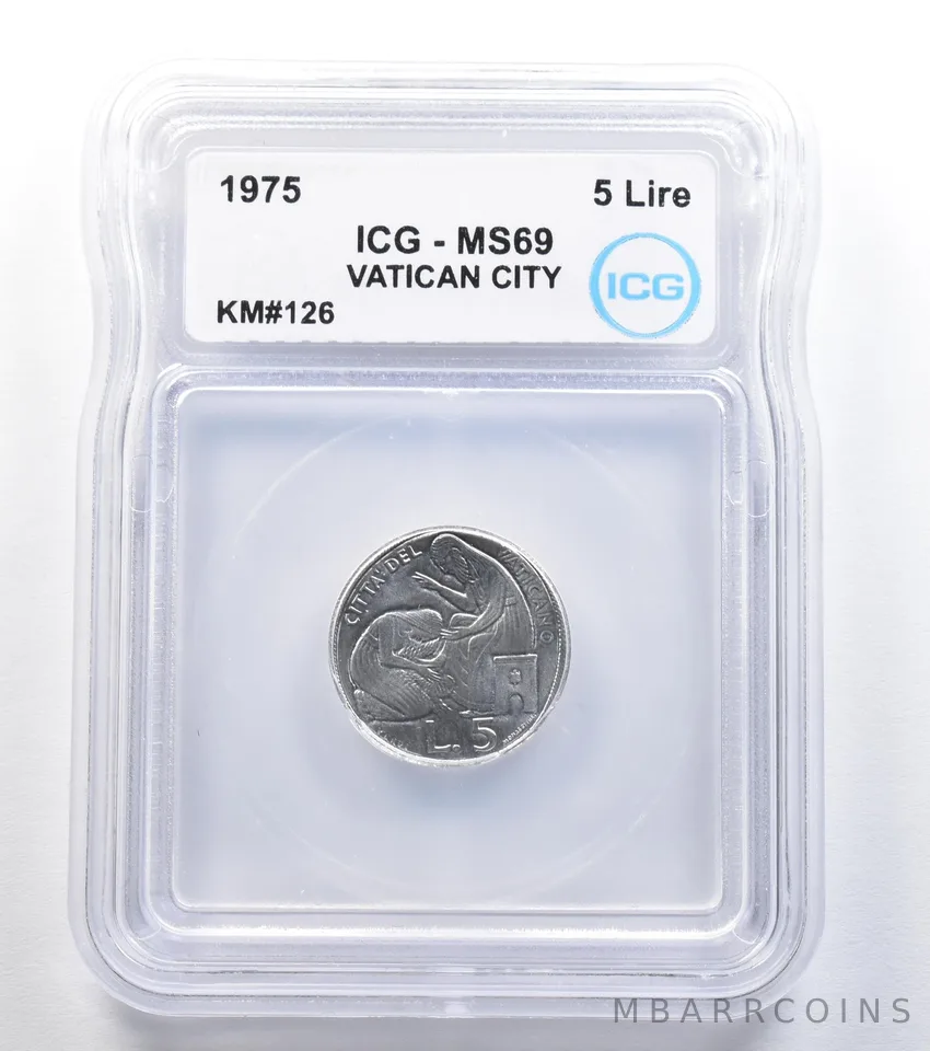 1975 Vatican City 5 Lire KM#126 MS69 ICG *7826