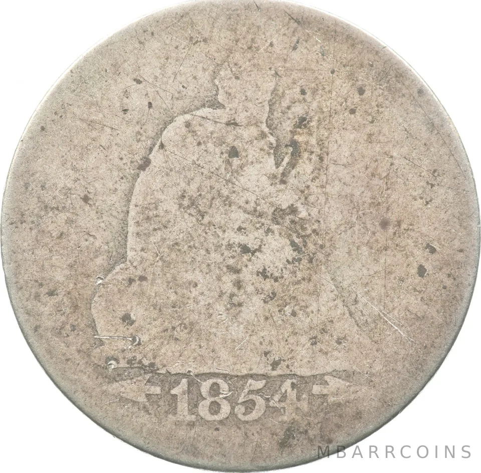 1854 Seated Liberty Quarter Arrows Lowball a8953