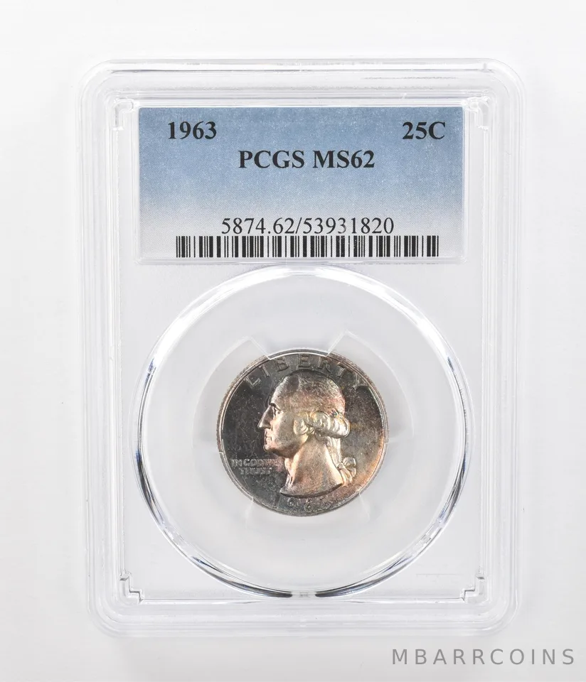1963 Washington Quarter MS62 PCGS Beautiful Tone a1128