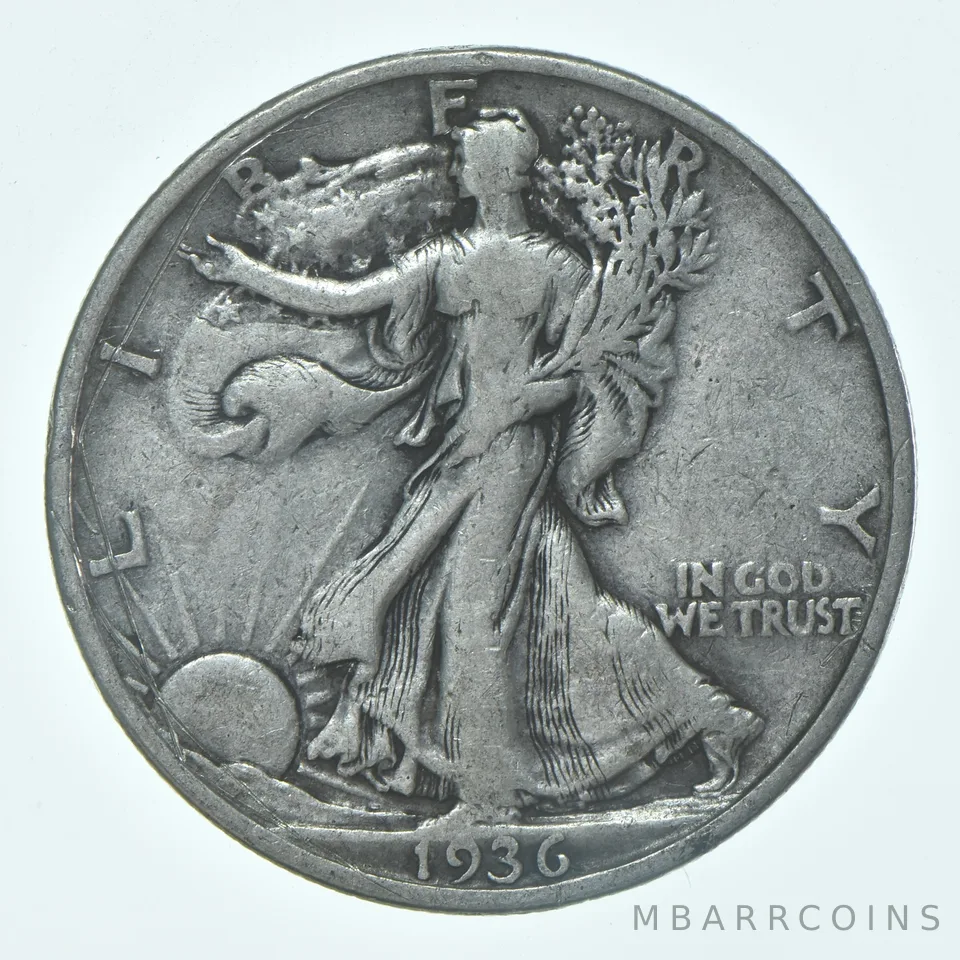 1936-S Walking Liberty Half Dollar CIRC VG+ 90% Silver