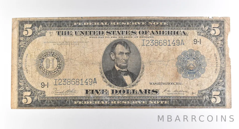 1914 $5 Minneapolis MN FRN Large Note Blue Seal *2730