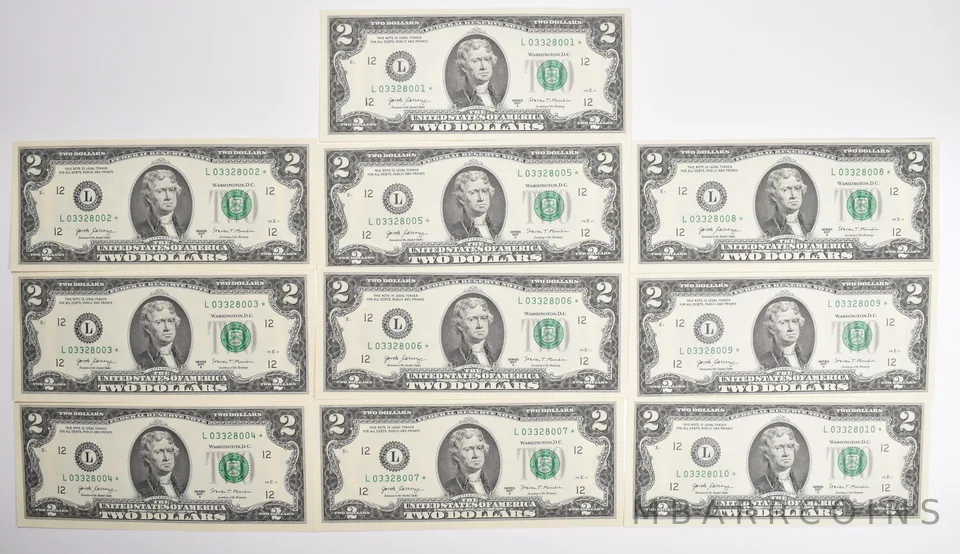 (10) Consecutive - 2017-A $2 FRN STAR *** Error Replacement Note