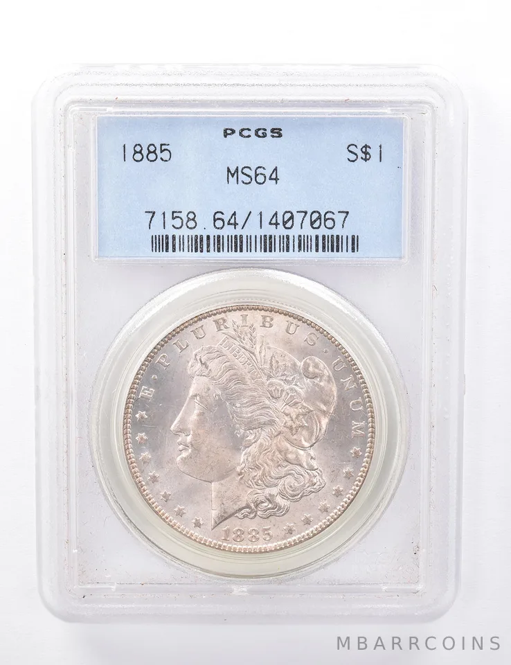 MS64 1885 Morgan Silver Dollar - Graded PCGS Iridescent Tone! *3995