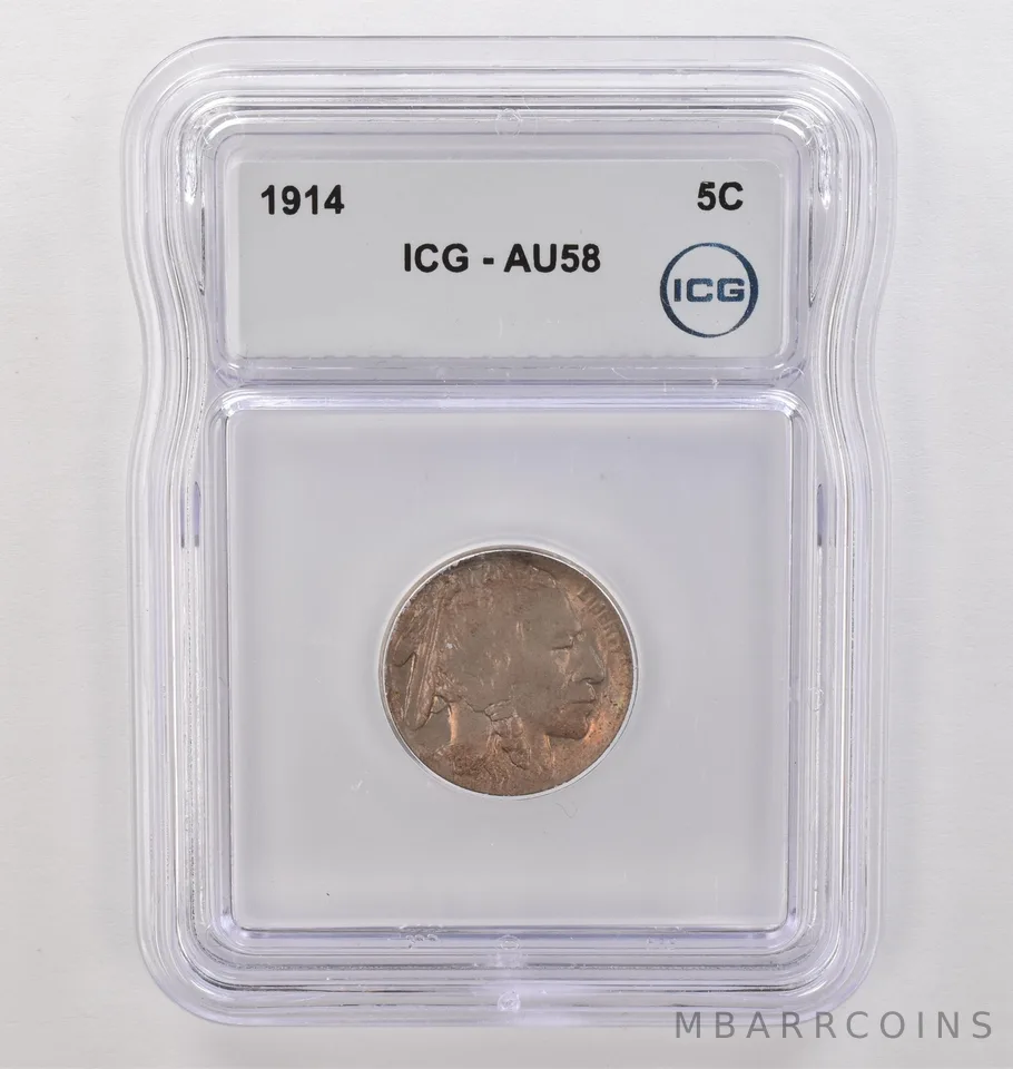 1914 Indian Head Buffalo Nickel AU58 ICG Beautiful Tone *4166