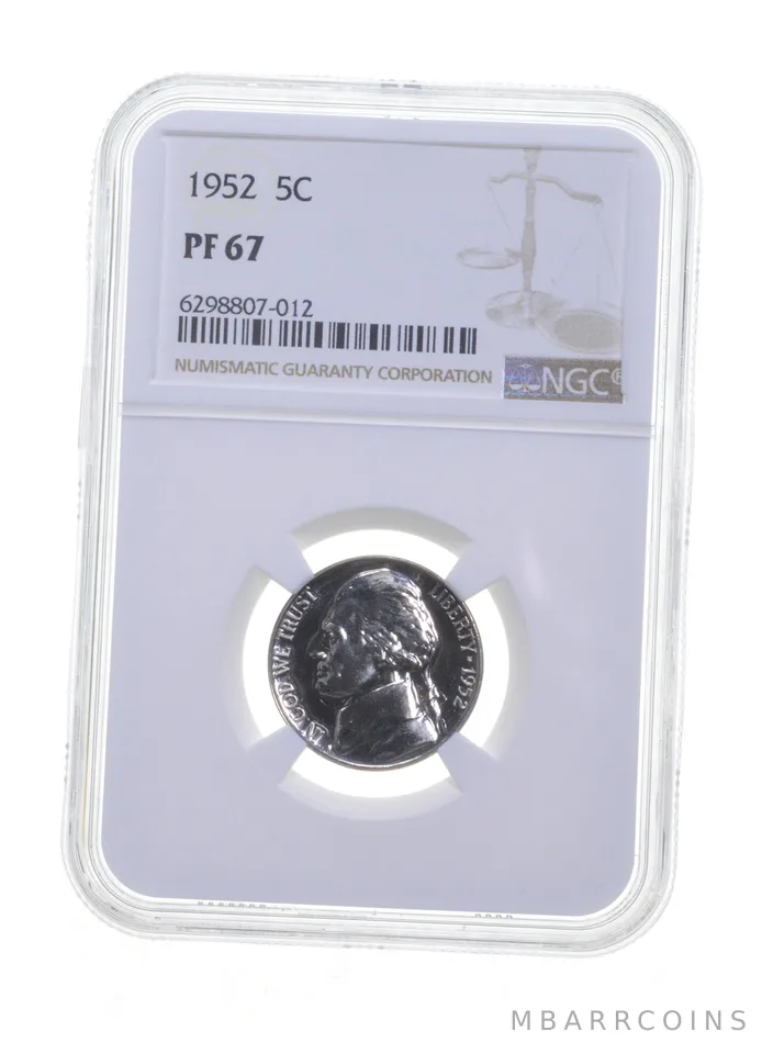 PF67 1952 Jefferson Nickel - Graded NGC a6091