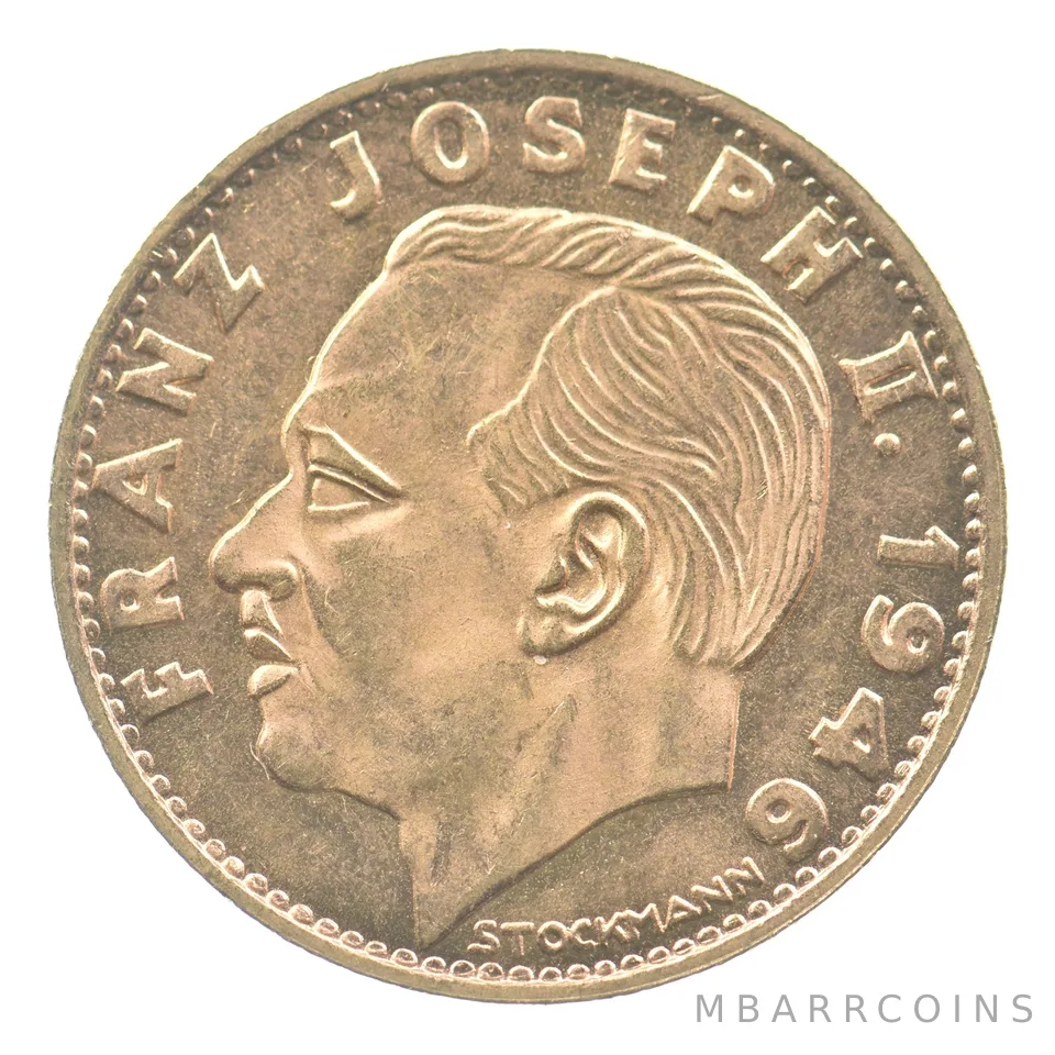 1946 Liechtenstein 10 Francs Gold KM#13 0.0933 *6668