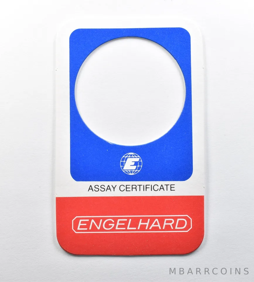 Engelhard Assay Certificate For 1 Oz Gold - NO Coin a0815