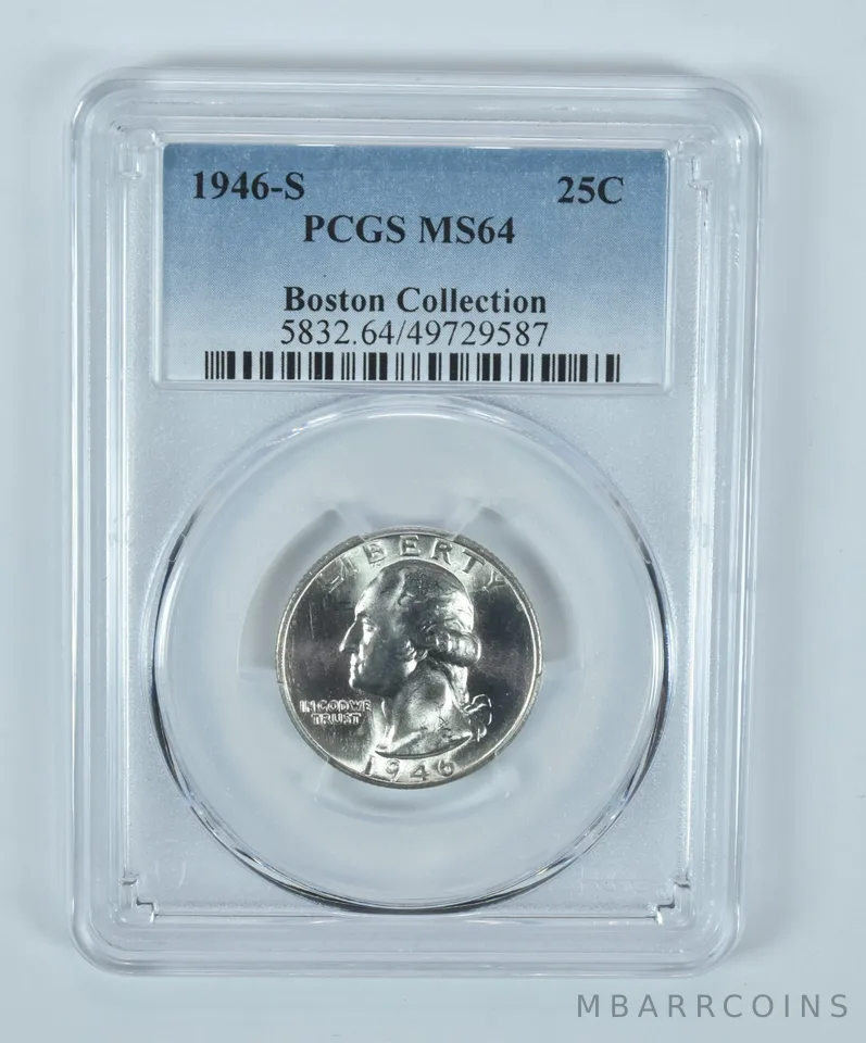 1946-S Washington Quarter Boston Collection MS64 PCGS Blue Label