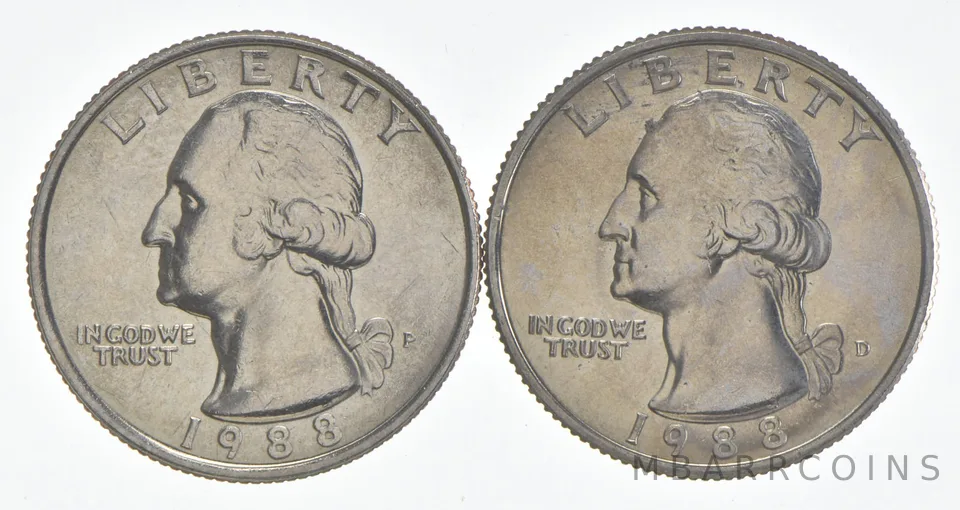 1988 P+D Washington Quarter Clad Unc Bundle