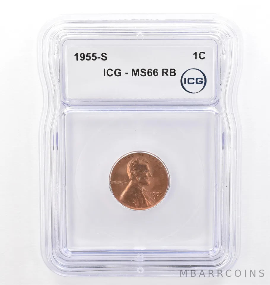 1955-S Lincoln Wheat Cent MS66 RB ICG Beautiful Tone *7714