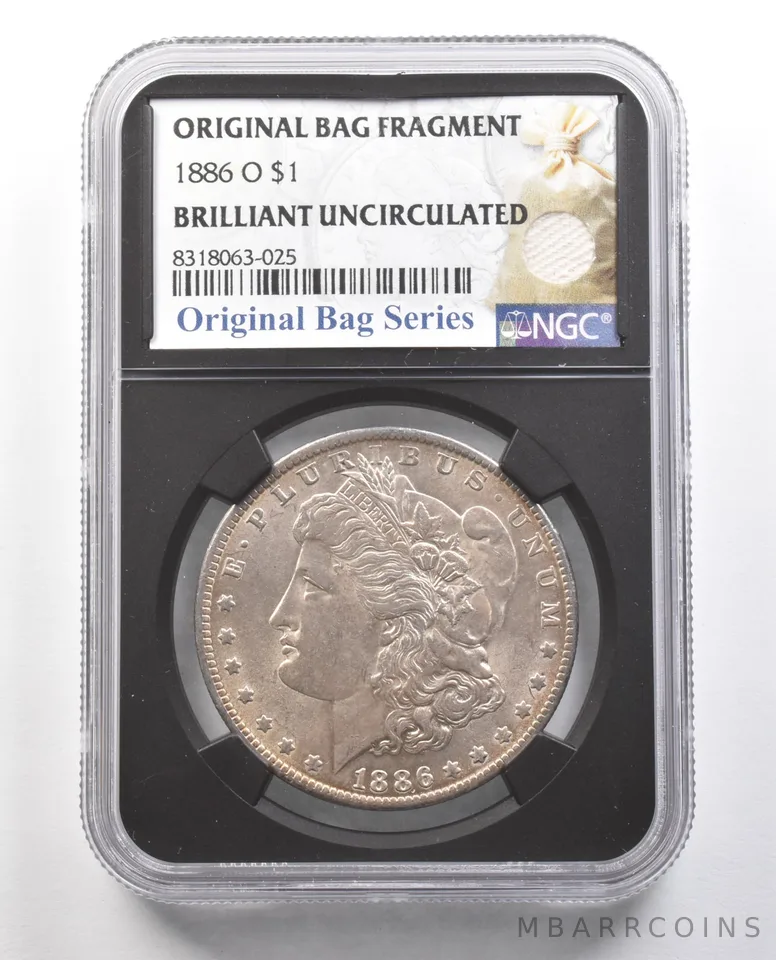 1886-O Morgan Silver Dollar Original Bag Fragment BU NGC *4367