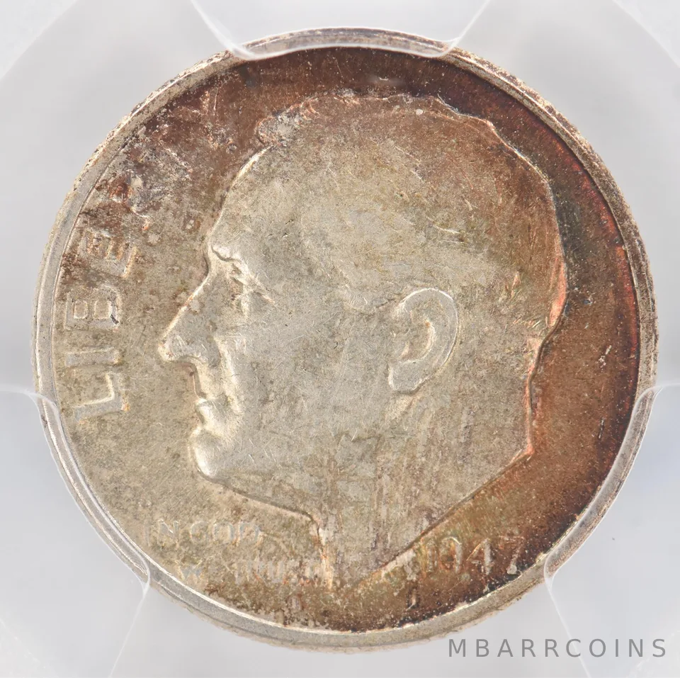 1947-D Roosevelt Dime AU50 PCGS Beautiful Tone *0868