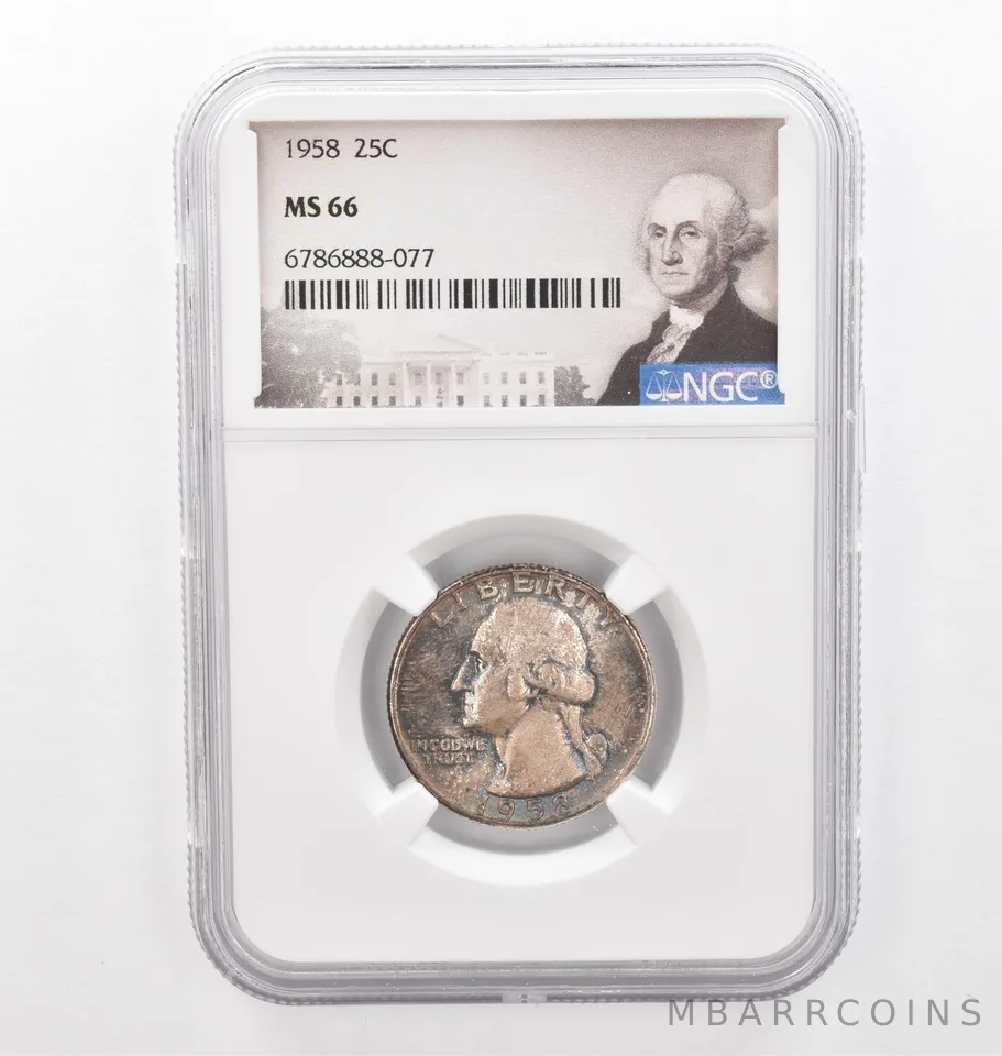 1958 Washington Quarter MS66 NGC Beautiful Tone *2305