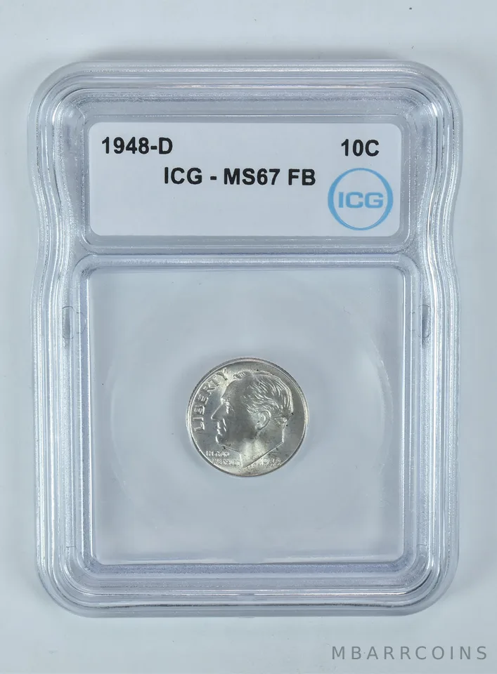 1948-D Roosevelt Dime MS67 FB ICG
