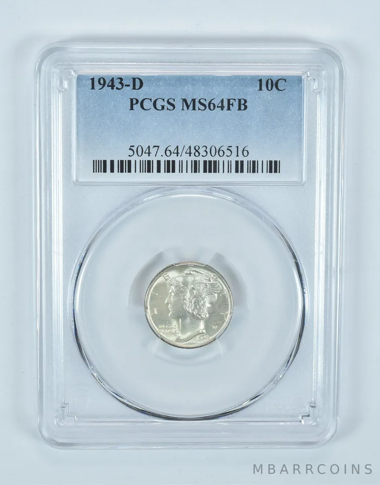 1943-D Mercury Dime MS64 FB PCGS Blue Label