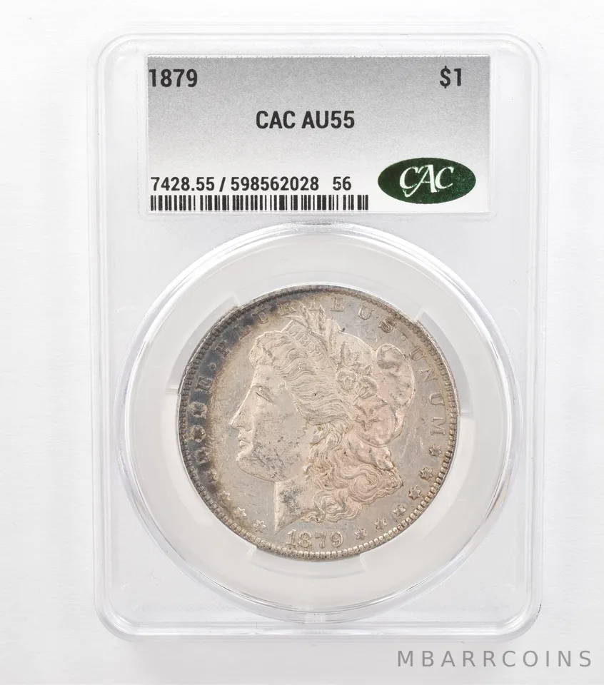 1879 Morgan Silver Dollar AU55 CAC CACg Beautiful Tone *3687