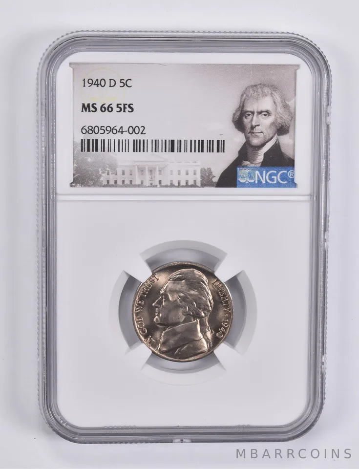 1940-D Jefferson Nickel MS66 5FS NGC Special Label