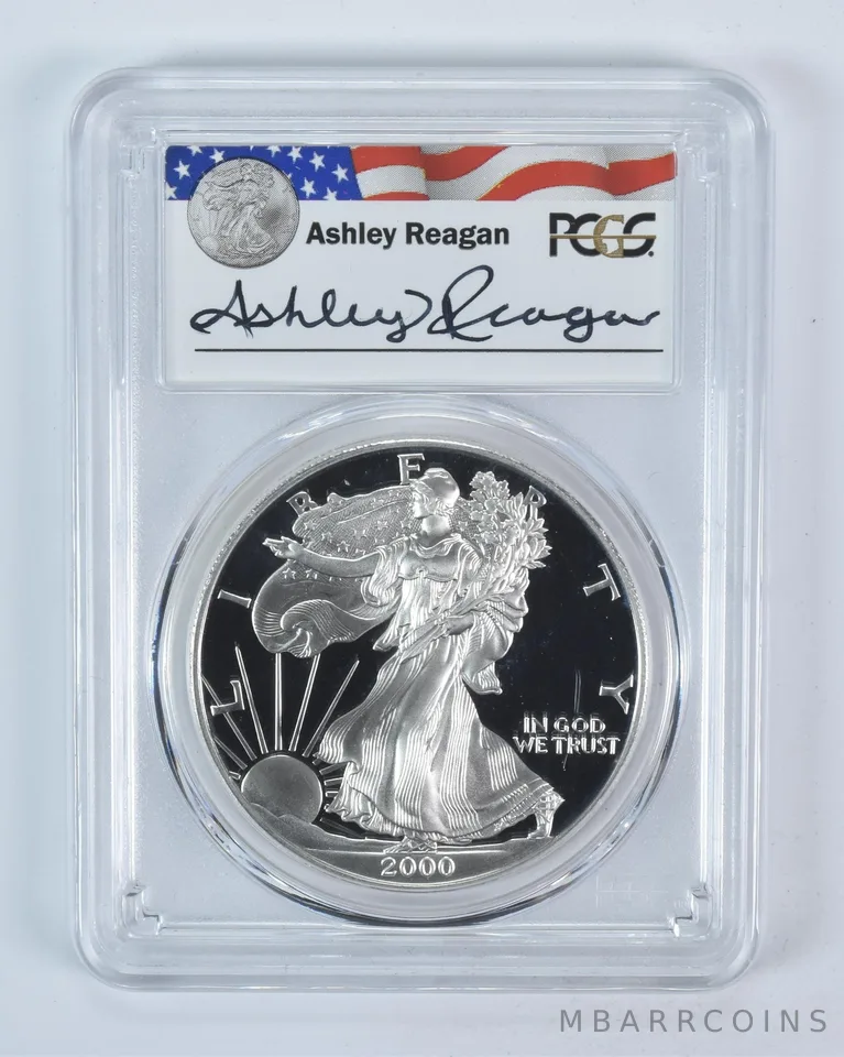 2000-P American Silver Eagle Ashley Reagan Signed PR69 DCAM PCGS