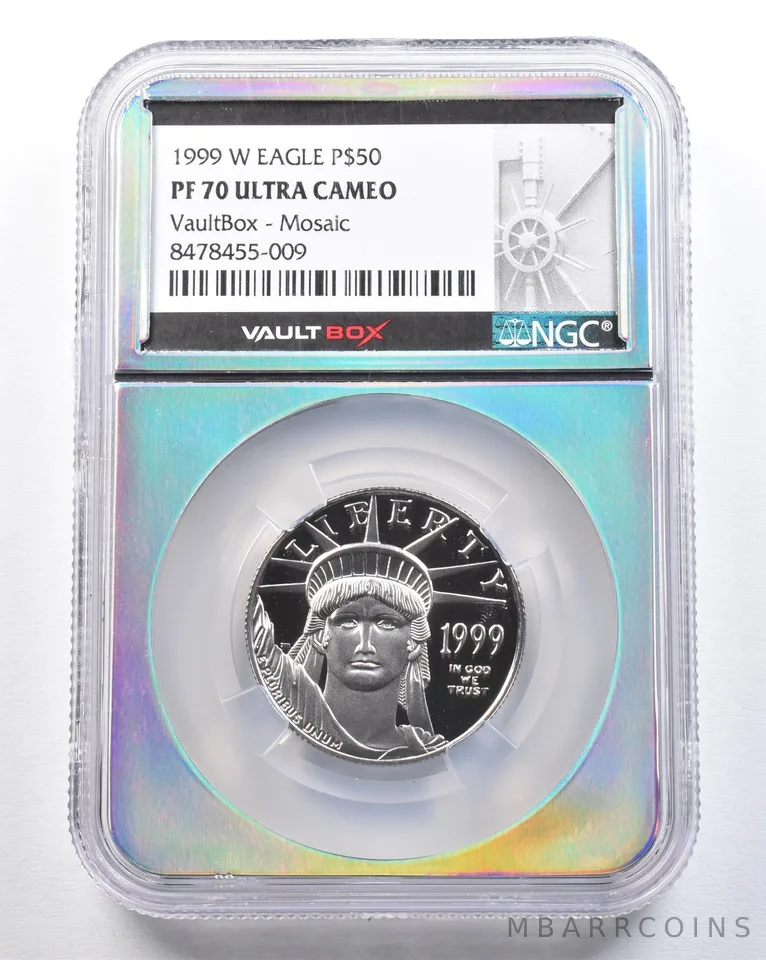 1999-W $50 American Platinum Eagle 1/2 Oz VaultBox Mosaic PF70 UCAM NGC *2096