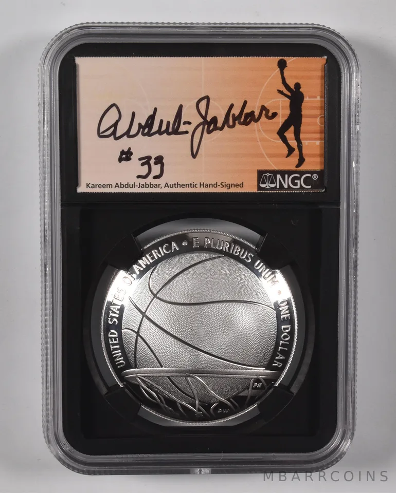 2020-P Basketball HOF Dollar PF70 UCam NGC Kareem Abdul Jabbar Signed #33