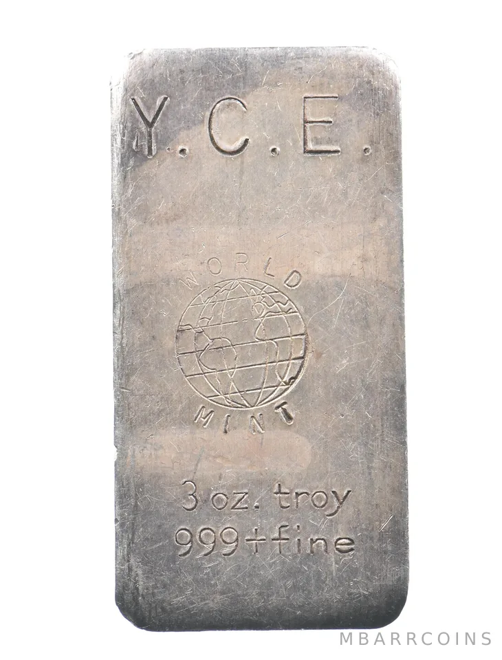 3 Troy Oz Silver Bar World Mint Vintage Odd Weight *2492