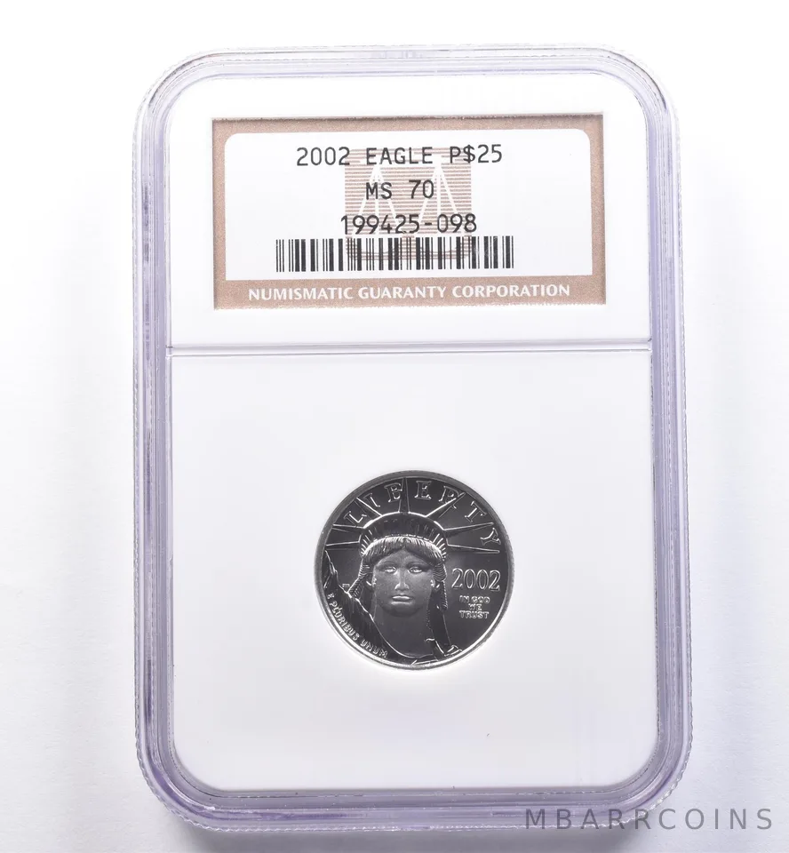 2002 $25 American Platinum Eagle 1/4 Oz Platinum MS70 NGC