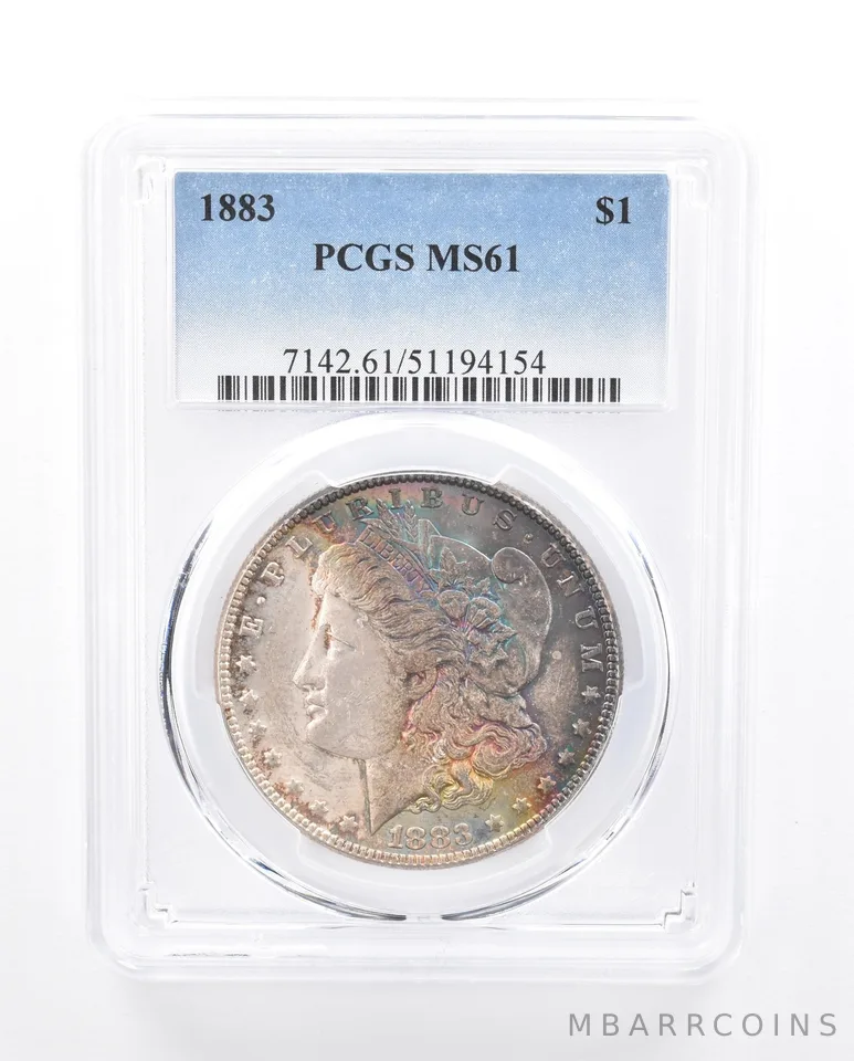 1883 Morgan Silver Dollar MS61 PCGS Rainbow Tone *5329
