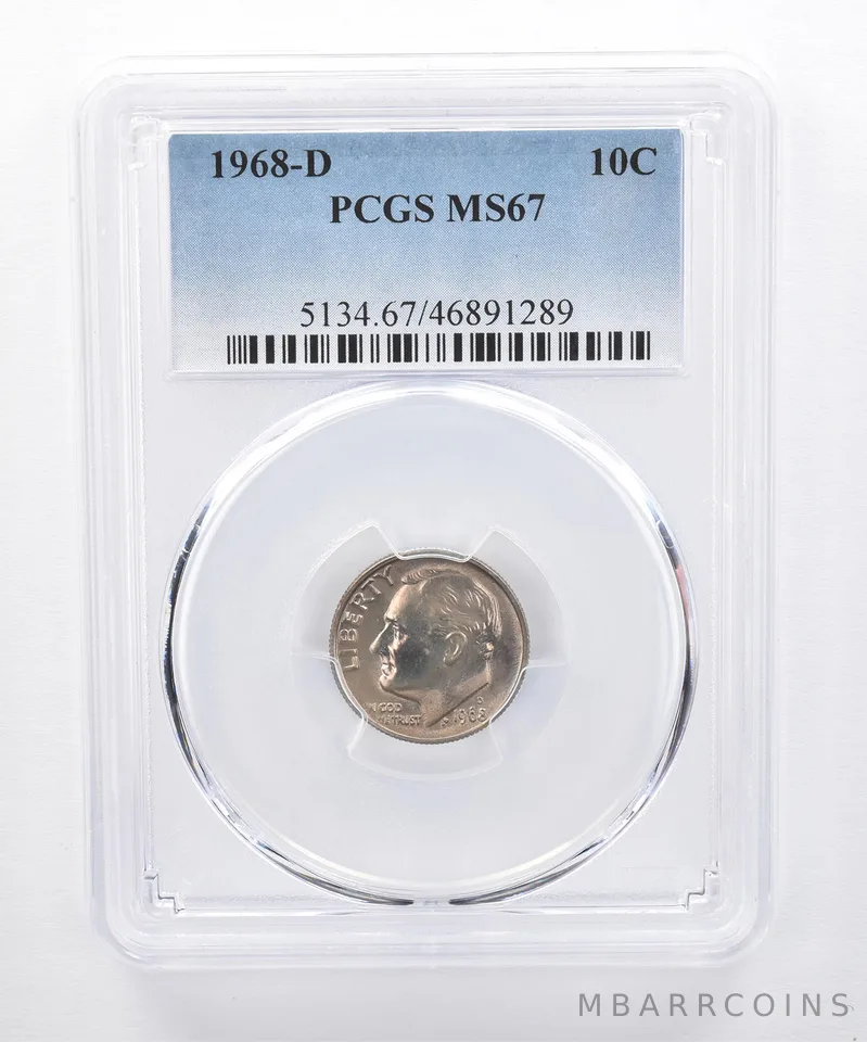 1968-D Roosevelt Dime MS67 PCGS Beautiful Tone *8323