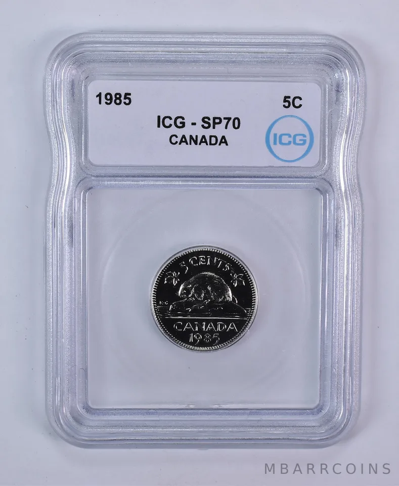 1985 Canada 5 Cents Beaver SP70 ICG
