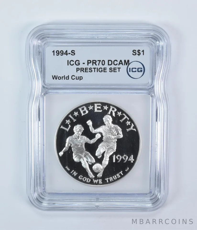 1994-S World Cup Commemorative Silver Dollar Prestige Set PR70 DCAM ICG