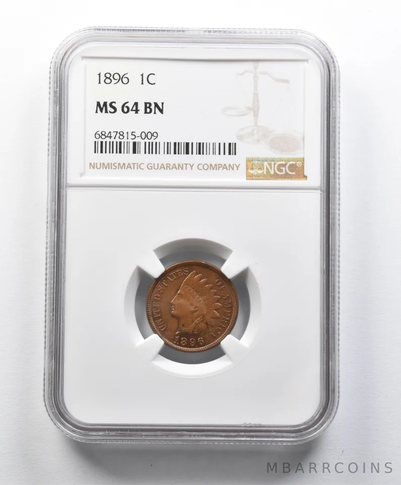 MS64 BN 1896 Indian Head Cent NGC a9996