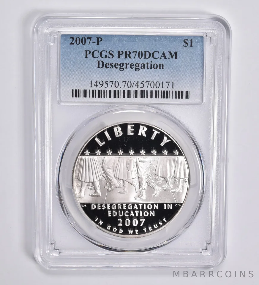 2007-P Desegregation Commemorative Dollar PR70 PCGS Blue Lbl