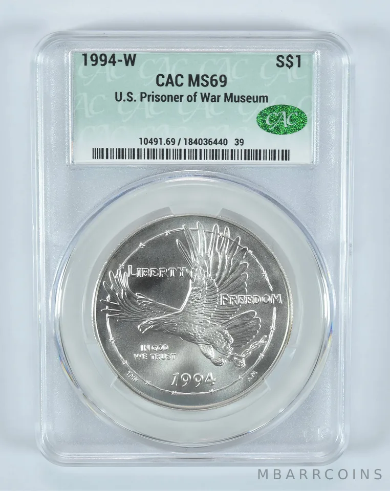 1994-W POW Museum Commemorative Silver Dollar MS69 CAC CACg